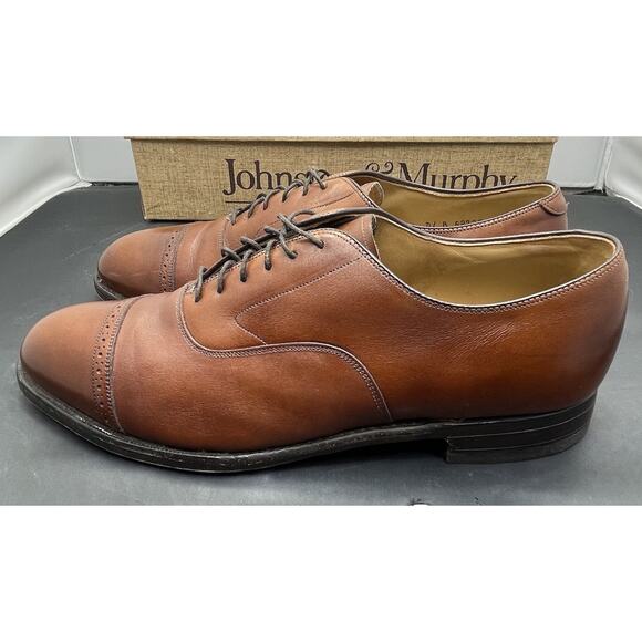 Johnston Murphy Rare Aldrich Cap Toe Chestnut Brown Shoes USA Mens 9.5 Fast Ship main image 6
